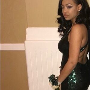 Emerald Green sequin prom dress